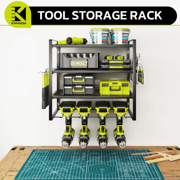 Power Tool Organizer, Garage Tool Organizers and Storage,Drill Holder Wall Mount, Storage Rack for Cordless Drill, Heavy Duty Tool Shelf with Screwdriver Holder/Pliers Holder/Hammer Holder - Image 6