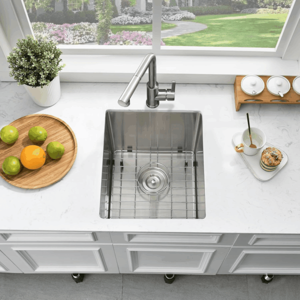 Undermount Bar Sink Stainless Steel- 13X15 Inch Small Kitchen Wet Bar Sink Stianless Steel 16 Gauge Deep Single Bowl Kitchen Sinks with Bottom Dish Grid&Strainer - Image 5