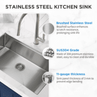 30 Inch Undermount Kitchen Sink Superior Drain Kitchen Sinks 11 Gauge (3Mm) Stainless Steel, Single Bowl Integrated Ledge Multifunctional Workstation Set - - Image 5