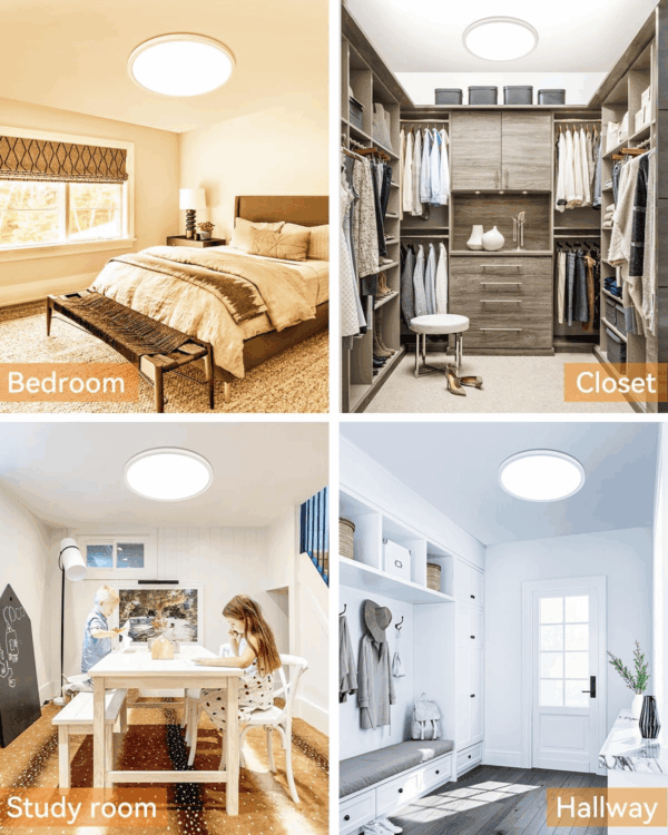 4PACK White Flush Mount LED Ceiling Light, 9Inch 24Watt, 3000K/4500K/6000K, Ultra Slim for Bedroom, Living Room, Kitchen, Hallway, NOT-DIMMABLE - Image 6