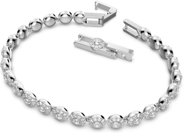 Una Angelic Tennis Bracelet, Clear Circle-Cut  Crystals with Matching Crystal Pavé on a Rhodium Tone Finish Setting, Part of the  Una Angelic Collection - Image 2