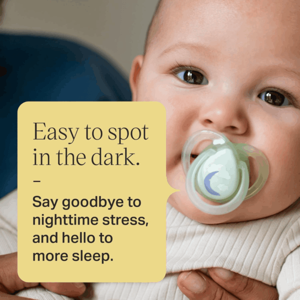 Nighttime Pacifiers, 6-18 Months, 6 Pack of Glow in the Dark Pacifiers with Symmetrical Silicone Baglet - Image 6
