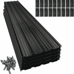 18Pcs Galvanized Steel Roof Panels,L42.52×W17.72 Inch Metal Roofing Panels,Corrugated Tin Roofing Panels with Screw Resistant Suitable for Garages,Sheds,Stables and Mobile Homes