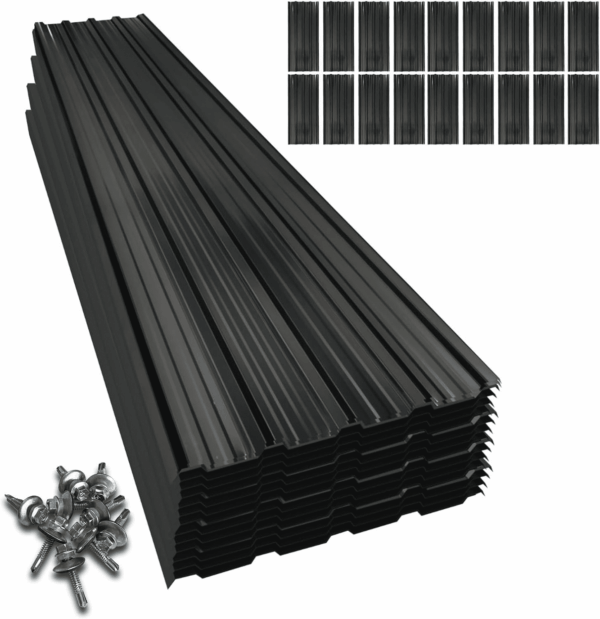 18Pcs Galvanized Steel Roof Panels,L42.52×W17.72 Inch Metal Roofing Panels,Corrugated Tin Roofing Panels with Screw Resistant Suitable for Garages,Sheds,Stables and Mobile Homes