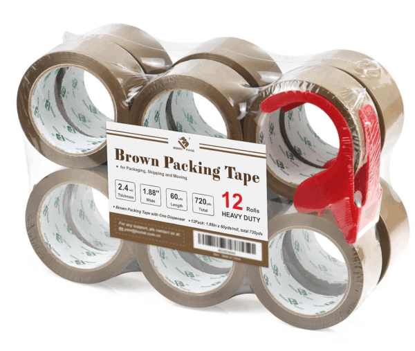 Brown Packing Tape Refills, Heavy Duty 12Rolls with 1 Dispenser for Packaging, Shipping and Moving, 2.4Mil 1.88 Inch X 60 Yard - Image 8