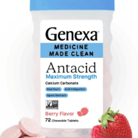 Clean Antacid Maximum Strength Chewable Tablets, Dye Free, 0% Artificial Additives, Calcium Carbonate Relief for Heartburn, Acid Indigestion, & Upset Stomach, Organic Berry Flavor, 72 Ct