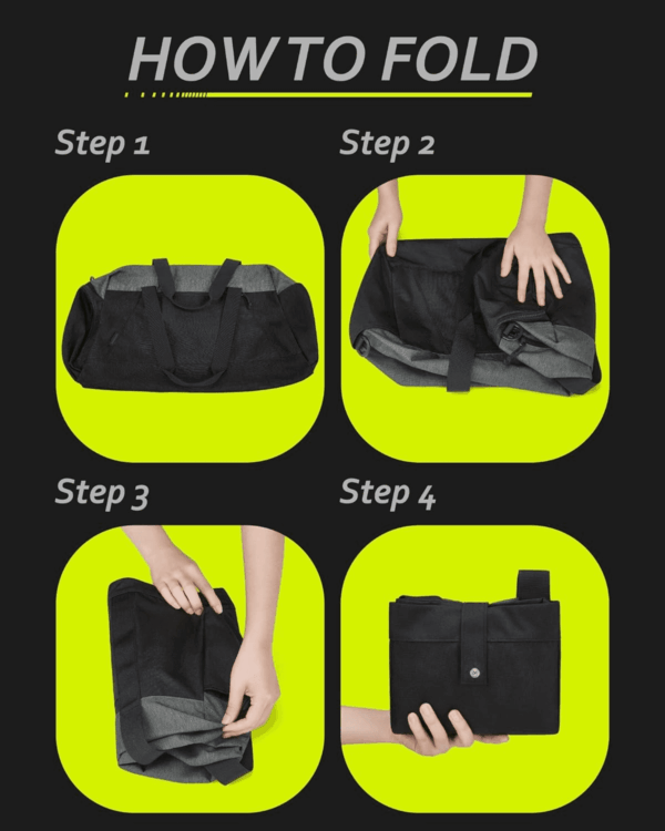Gym Bags for Men Women, Foldable Travel Duffle Bag, Lightweight Weekender Duffel Bag with Shoe Compartment, Water Resistant Workout Duffle Sports Bag for Travel Yoga, Black - Image 6