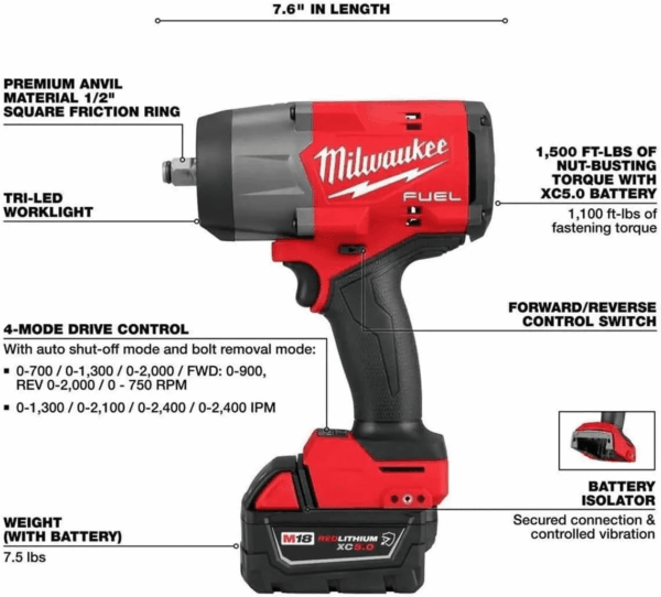 Tool 3010-22 M18 FUEL 1/2" HTIW & 3/8" MTIW Automotive Combo Kit - Image 3