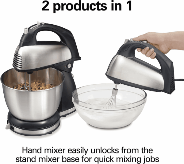 Classic Stand and Hand Mixer, 4 Quarts, 6 Speeds with Quickburst, Bowl Rest, 290 Watts Peak Power, Black and Stainless - Image 2