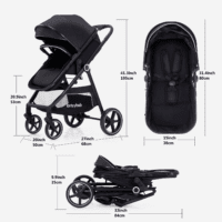 2-In-1 Baby Stroller with Bassinet Mode - Folding Infant Newborn Pram Stroller with Reversible Seat - Toddler Strollers for 0-36 Months Old Babies - Image 7