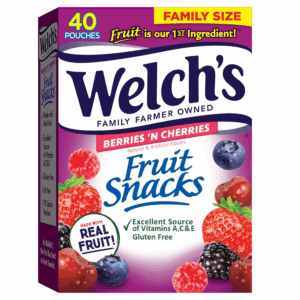 Fruit Snacks, Berries 'N Cherries, Bulk Pack, Individual Single Serve Bags, 0.8 Oz (Pack of 40)