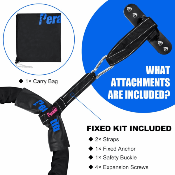 Battle Rope with Wear-Resistant Nylon Protective Sleeve - Heavy Battle Rope for Strength Training, Home Fitness Exercise - Anchor Strap Kit Included - Image 2