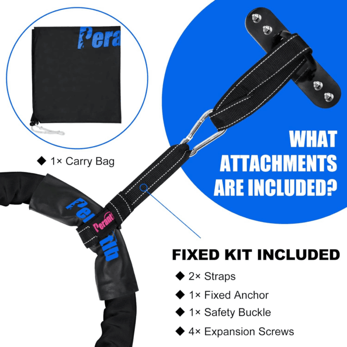 Battle Rope with Wear-Resistant Nylon Protective Sleeve - Heavy Battle Rope for Strength Training, Home Fitness Exercise - Anchor Strap Kit Included - Image 2