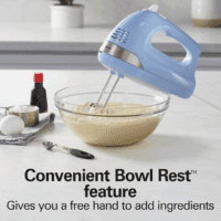 6-Speed Electric Hand Mixer with Whisk, Dough Hooks and Easy Clean Beaters, Powerful 275 Watt Motor, Snap-On Storage Case, Blue - Image 7