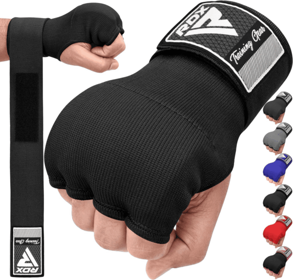 Gel Boxing Hand Wraps Inner Gloves Men Women, Quick 100Cm Long Wrist Straps, Elasticated Padded Fist under Mitts Protection, Muay Thai MMA Kickboxing Martial Arts Punching Training Bandages