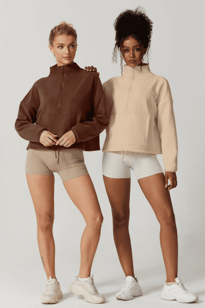 Women Half Zip Fleece Sweatshirt Mock Neck Long Sleeve Winter Cozy Sherpa Pullover Sweater Tops - Image 6