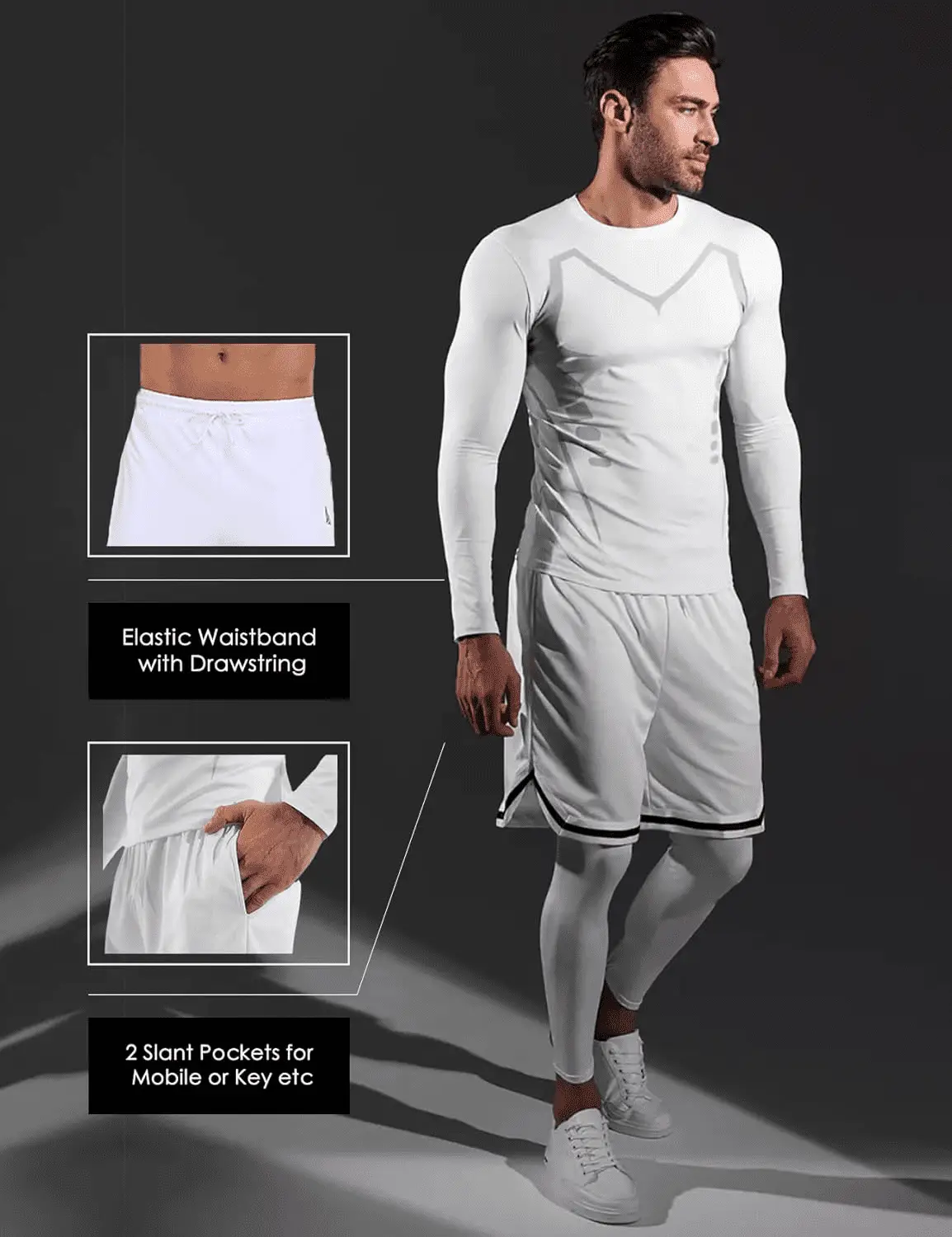 2 Piece Workout Set Gym Clothes for Men Shirt and Shorts with Leeggings Moisture-Wicking Athletic Outfits - Image 3