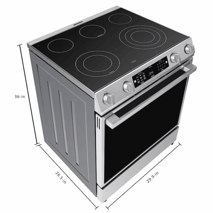 30-In Glass Top 5 Burners 5.8-Cu Ft Air Fry Convection Oven Slide-In Electric Range Stainless Steel ) - Image 19