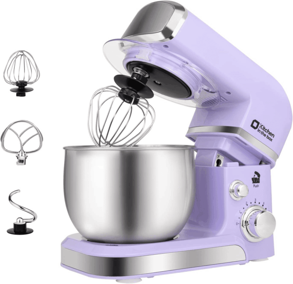 Stand Mixer,  3.2Qt Small Electric Food Mixer,6 Speeds Portable Lightweight Kitchen Mixer for Daily Use with Egg Whisk,Dough Hook,Flat Beater (Purple)