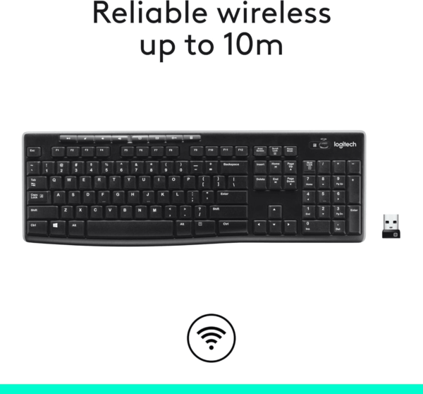 K270 Wireless Keyboard for Windows, 2.4 Ghz Wireless, Full-Size, Number Pad, 8 Multimedia Keys, 2-Year Battery Life, Compatible with PC, Laptop, Black - Image 4
