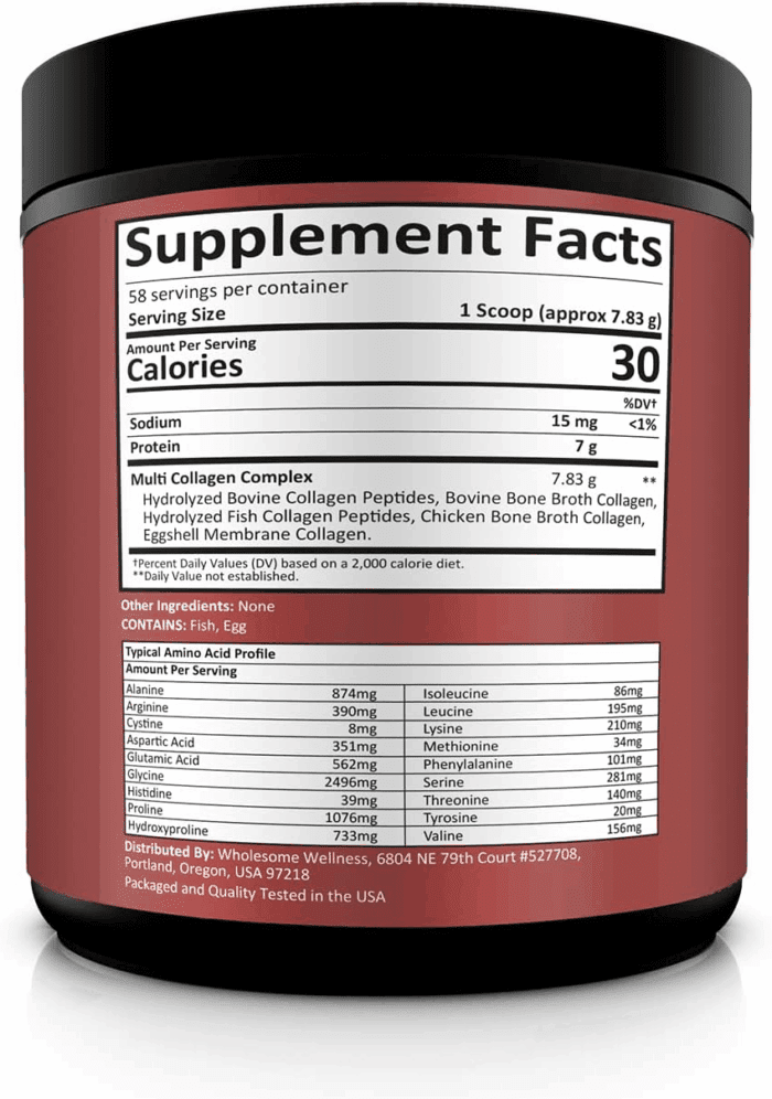 Multi Collagen Protein Powder Hydrolyzed (Type I II III V X) Grass-Fed All-In-One Super Bone Broth + Peptides - Premium Blend of Beef, Chicken, Wild Fish, Eggshell, 58 Servings - Image 2