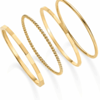 14K Gold Plated Four Pieces Thin Rings Set for Women | 4 Dainty Stacking Rings Pack | Minimalist Stackable Bands - Image 3