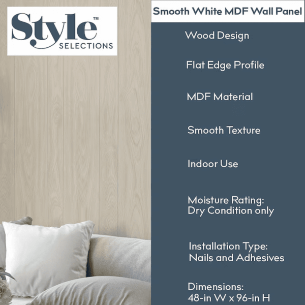48-In X 96-In Smooth White MDF Wall Panel Wood - Image 2