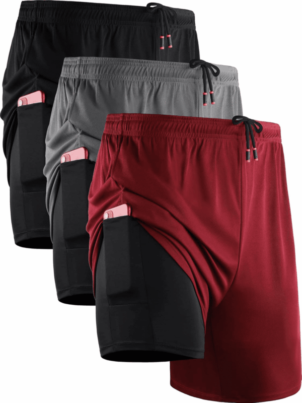 Men'S 2 in 1 Running Shorts with Liner,Dry Fit Workout Shorts with Pockets