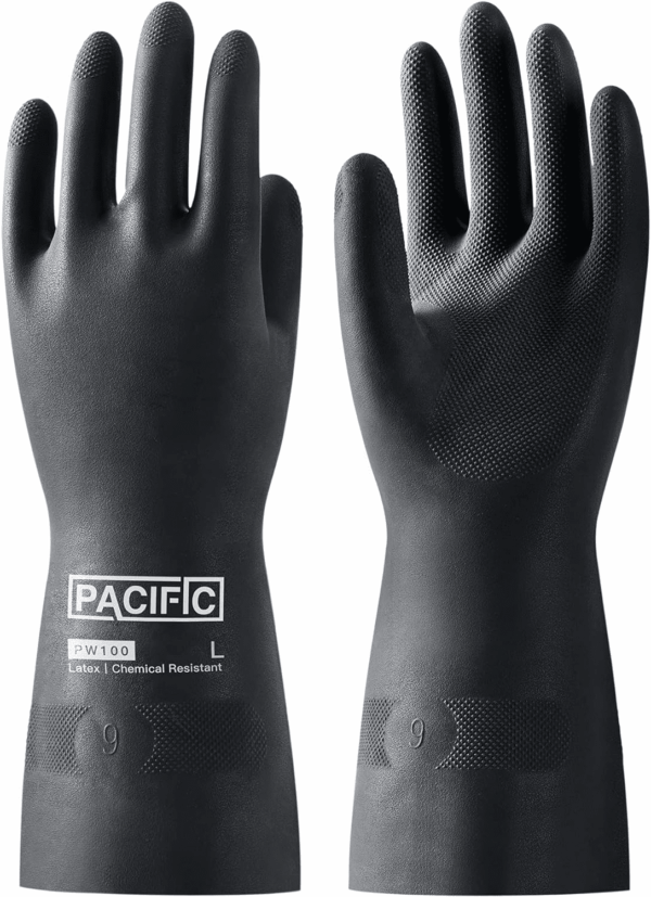 Chemical Resistant Gloves, Heavy Duty Industrial Rubber Gloves, Resist Acid, Alkali and Oil, 12.6", Large - Image 2