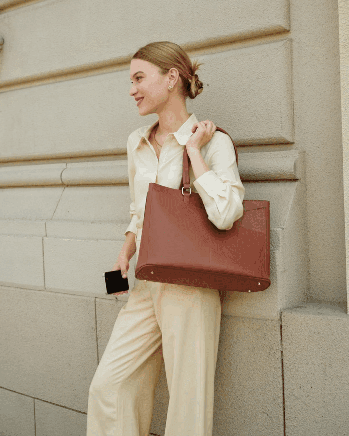 Laptop Tote Bag for Women 15.6 Inch Waterproof Leather Computer Bags Women Business Office Work Bag Briefcase Brown - Image 6