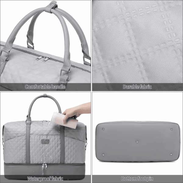 Weekender Bag, Large Travel Duffel Bag for Women, Carry on Overnight Bag with Shoe Compartment and Toiletry Bags - Image 8