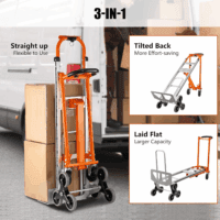 3In1 Aluminum Hand Truck 880 Lb Capacity, Stair Climbing Cart Utility Cart Converts from Hand Truck Dolly to Platform Cart 3 Positions for Transport & Moving with 10" Rubber Wheels - Image 2