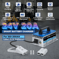 Forklift Battery Charger 24V 20A Trickle Charging Pallet Jack Battery Charger 24 Volt Forklift Charger with 16FT Cable for 24V Electric Pallet Jack, Stacker, Floor Scrubber, Scissor Lifter - Image 2