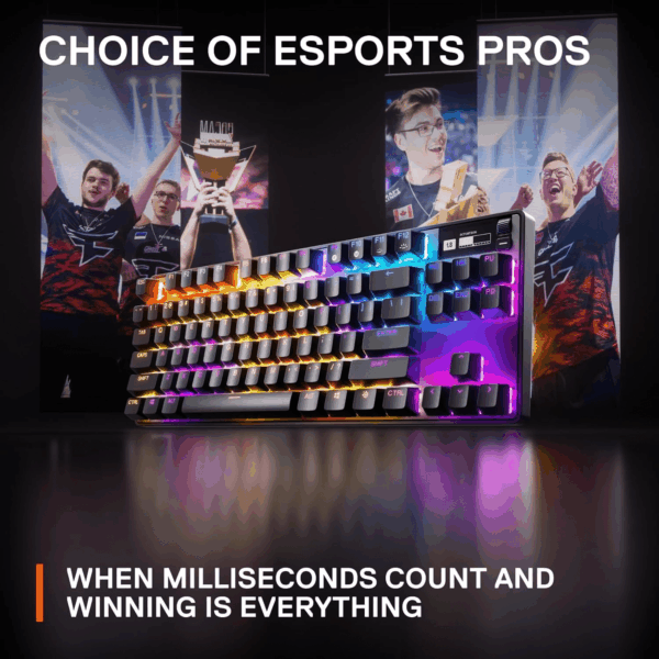 Apex Pro TKL Hypermagnetic Gaming Keyboard - Adjustable Actuation - Esports Tenkeyless - OLED Screen - RGB - PBT Keycaps - USB-C - 2023 Edition,Black - Image 6