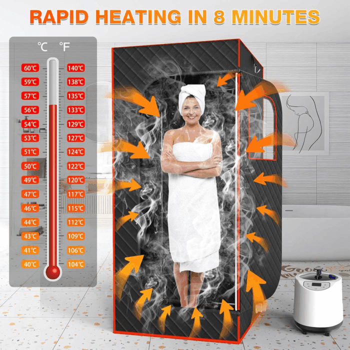 Portable Sauna Box for Home - Four-Sided Full-Size Steam Sauna Tent with 3 L Steamer, Chair, Remote Control, Infrared, Health Benefits and Relaxation - Image 3