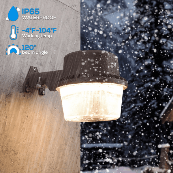 LED Barn Light, Dusk to Dawn Area Lights with Photocell, Outdoor Security Flood Lighting, ETL & FCC Listed, IP65 Waterproof, Aluminum, 110-277V, Garage, Yard, 3000K Warm White, Bronze - Image 6