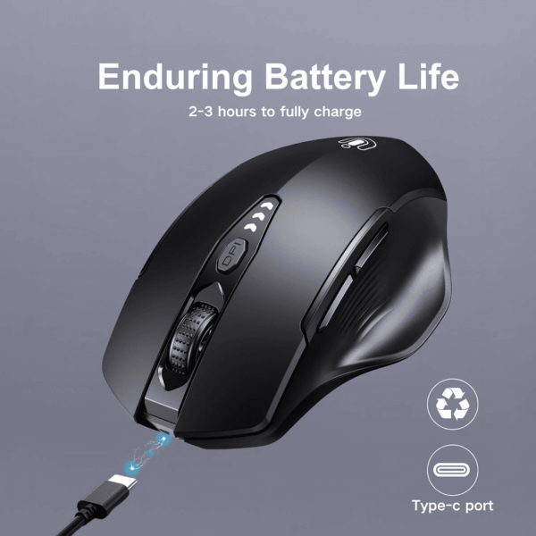 Bletooth Mose,[pgraded] Rechargeable Wireless Mose (BT 5.0/4.0+2.4G Hz),Compter Mose with Visible Battery Level, 4 Adjstable DPI, Portable PC Mose for Macbook Chromebook,Black - Image 5