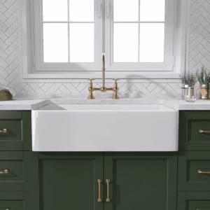 White Farmhouse Sink 30 Inch Farm Sink Fireclay Apron Front Single Bowl Kitchen Sinks Deep Drop in Undermount Kitchen Sink Luxury Modern Style Accessory Kit Included