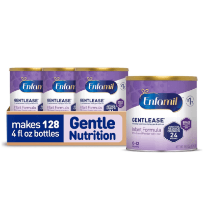 Gentlease Baby Formula, Clinically Proven to Reduce Fussiness, Crying, Gas & Spit-Up in 24 Hours, Brain-Building Omega-3 DHA & Choline, Infant Formula Powder, Baby Milk, 19.9 Oz Can, 4 Count