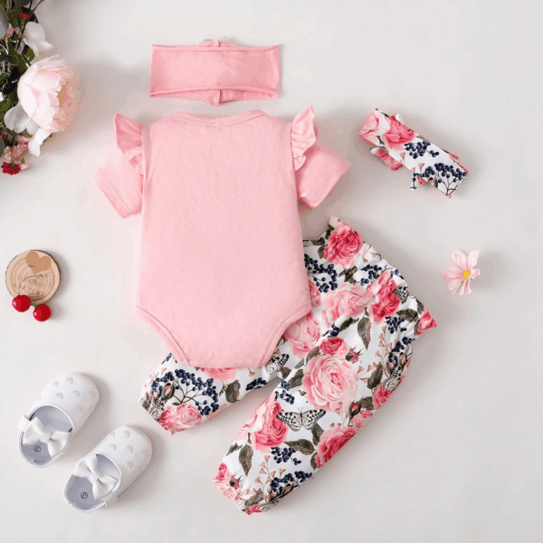 Newborn Infant Baby Girl Clothes Ruffle Romper Toddler Girl Floral Cotton Pant Sets Girls Clothing Outfit - Image 5
