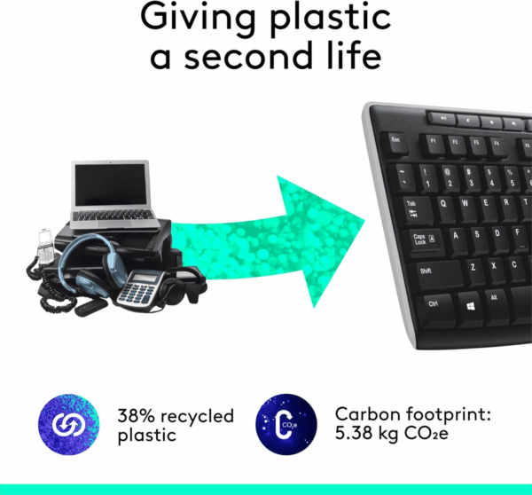 K270 Wireless Keyboard for Windows, 2.4 Ghz Wireless, Full-Size, Number Pad, 8 Multimedia Keys, 2-Year Battery Life, Compatible with PC, Laptop, Black - Image 5