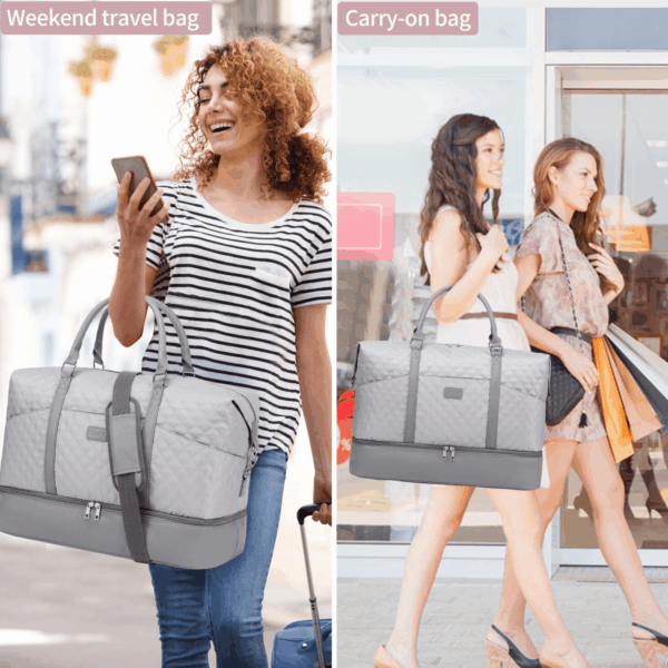 Weekender Bag, Large Travel Duffel Bag for Women, Carry on Overnight Bag with Shoe Compartment and Toiletry Bags - Image 9