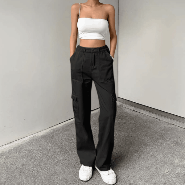 Cargo Pants for Women High Waisted Casual Pants Baggy Stretchy Wide Leg Y2K Streetwear with 6 Pockets - Image 2