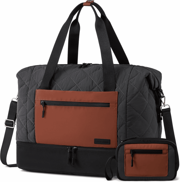 Weekender Bags for Women, Puffer Travel Duffel Bags for Woman, Large Hospital Bag for Women Labor Delivery with Shoe Compartment, Carry on Overnight Bag, Personal Item Travel Bag for Airplane