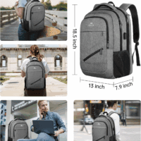 Travel Laptop Backpack, 17 Inch Business Flight Approved Carry on Backpack, TSA Large Computer Bag for Men Women with USB Port and Trolley Sleeve, College School Tactical Book Bag, Grey - Image 5