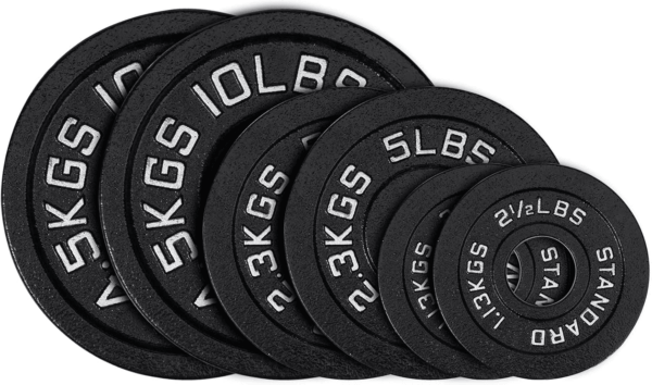 Cast Iron 2-Inch Olympic Weight Plates Set for Strength Training, Barbell Free Weight Plate Set for Weightlifting in Home Gym, Multiple Sizes from 2.5LB to 40LB