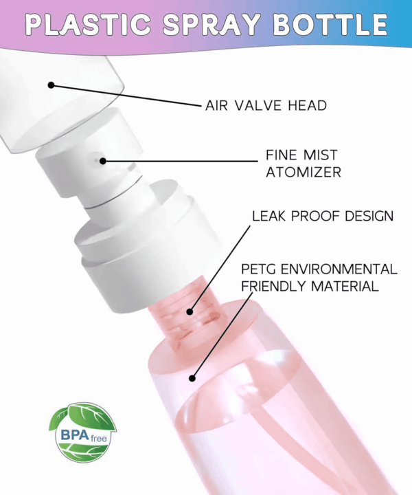 6 Pack Small Spray Bottles - Travel Size 3 Pack 1Oz/30Ml and 3 Pack 2Oz/60Ml with 3Pcs Funnels, Fine Mist Mini Plastic Refillable Spray Bottles - Pink - Image 5