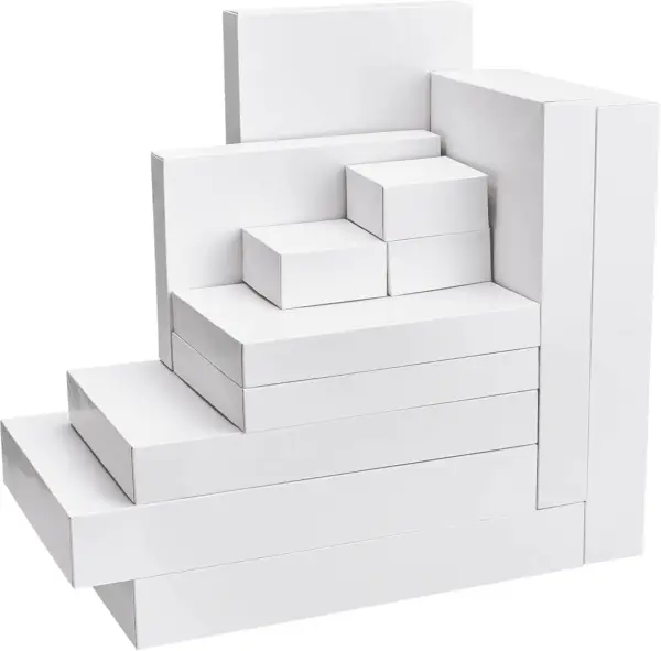 12PCS 17" Christmas Shirt Gift Boxes with Lid for Presents, Extra Large 4" Deep White Paper Box, 4 Assorted Different Size Robe Box for Clothes, Xmas Birthday Holiday Wedding Gift Wrapping Decor