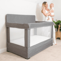Lunaire Full Size Crib & Playard | Breathable Mesh Baby Crib | Tool-Free Assembly Baby Bed | Charcoal Tweed - Image 7