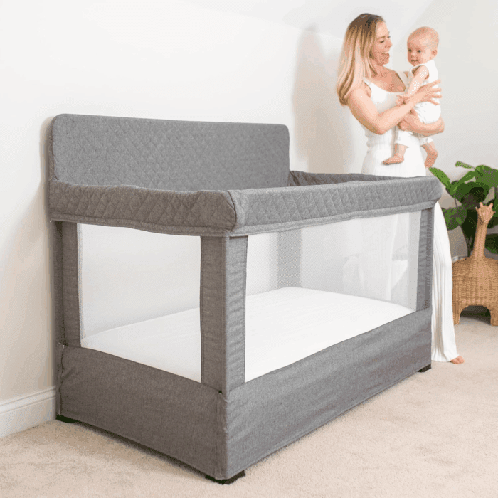 Lunaire Full Size Crib & Playard | Breathable Mesh Baby Crib | Tool-Free Assembly Baby Bed | Charcoal Tweed - Image 7